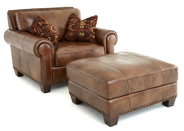 English Elm Steve Silver - Silverado 4-Piece Living Room Set Dark Brown Leather Sofa with Nailhead Trim, Pocketed Coil Seats B081S00335