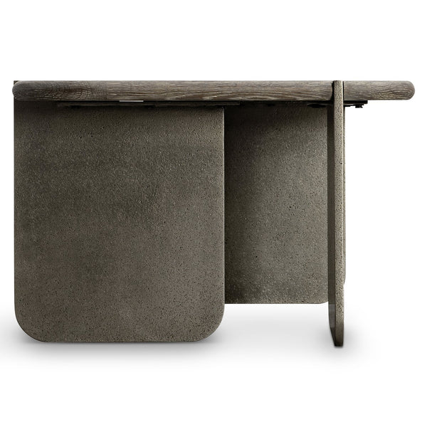 Bernhardt Bernhardt Melba Wire-Brushed Oak Side Table With Textured Graphite Cast-Aluminum Base, Sculptural Accent 564126