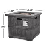 Christopher Knight Home® - Noble House - Finethy Outdoor 40,000 Btu Lightweight Concrete Square Fire Pit