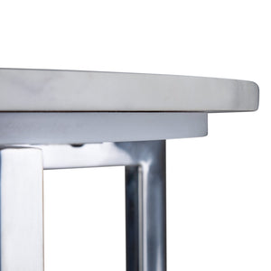 English Elm Marsden White Marble Side Table with Polished Stainless Steel X-Base — Modern End Table, 24.2" H B136P159933