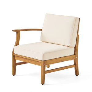 English Elm Perla Armless Accent Chair Tailored Low Profile Upholstered Seat for Living Room Cream 58941.00L-R-CON-M2CRM