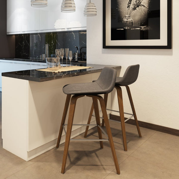 English Elm Randolph Bentwood Counter/Bar Height Stool Set Of 2 - Stylish Mid-Century Modern Design & Comfort B136P159445-GIGA