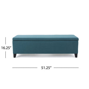 English Elm Ottoman Bench Seat with Lift Top Hidden Storage Polyester Upholstered Entryway Piece Teal 60159.00DTE
