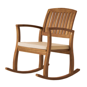 English Elm Acacia Hardwood Outdoor Rocking Chair with Cushions Slat Design for Porch or Deck 57496.00WCACA