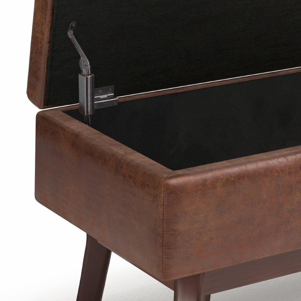 English Elm Owen Small Rectangular Storage Ottoman - Distressed Saddle Brown, Versatile Mid-Century Design B136P159198-GIGA