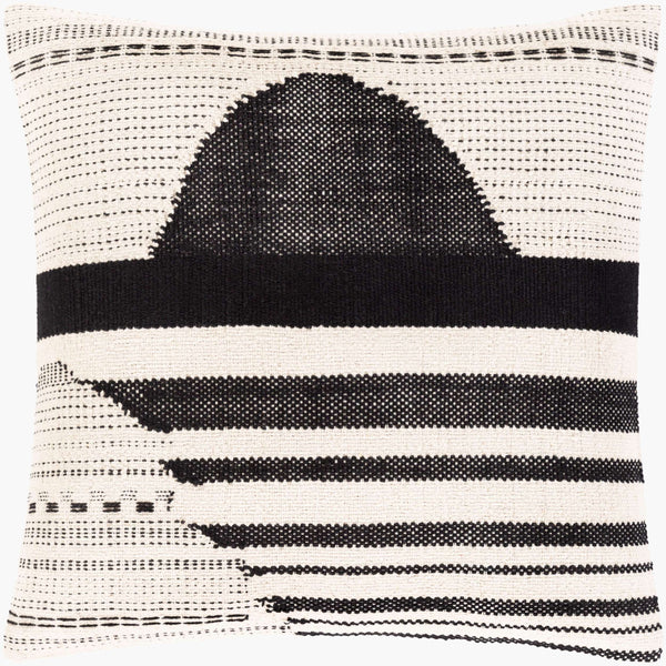 Surya Banksia 20"L X 20"W Scandinavian Modern Accent Pillow - Cozy, Stylish Home Decor Essential Black Cotton,Polyester,Cotton Bka001-2020p