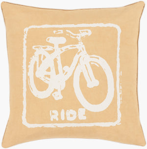 Surya Big Kid Blocks 18"L X 18"W Whimsical Cotton Accent Pillow - Fun, Colorful & Easy Care For Any Room! Mustard Cotton Bkb018-1818d