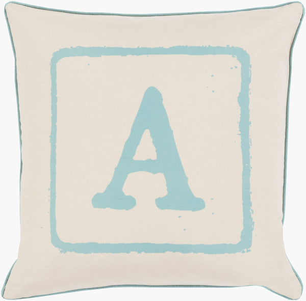 Surya Big Kid Blocks 18"L X 18"W Whimsical Cotton Accent Pillow - Fun, Colorful & Easy Care For Any Room! Teal Cotton Bkb022-2222p