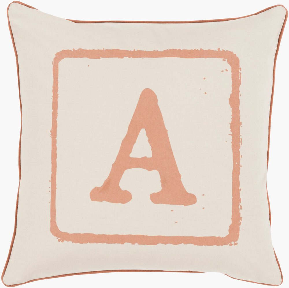 Surya Big Kid Blocks 18"L X 18"W Whimsical Cotton Accent Pillow - Fun, Colorful & Easy Care For Any Room! Beige Cotton Bkb023-2222d