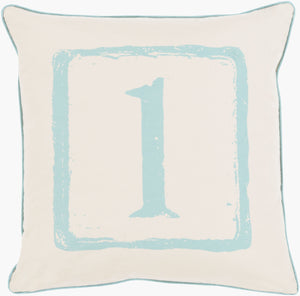 Surya Big Kid Blocks 18"L X 18"W Whimsical Cotton Accent Pillow - Fun, Colorful & Easy Care For Any Room! Beige Cotton Bkb036-2222d