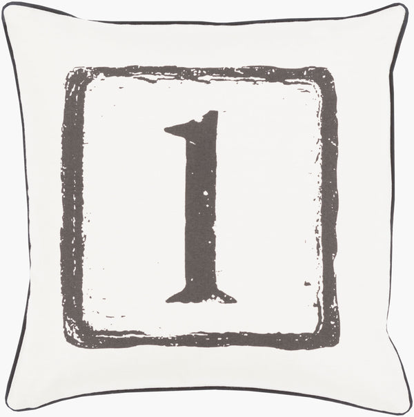 Surya Big Kid Blocks 18"L X 18"W Whimsical Cotton Accent Pillow - Fun, Colorful & Easy Care For Any Room! Light Gray Cotton Bkb040-2222