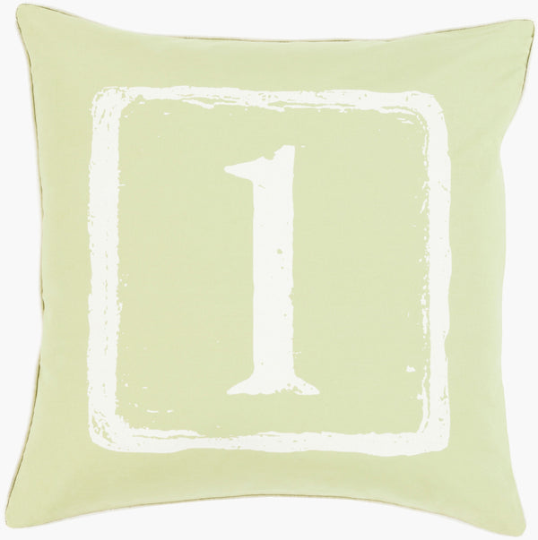 Surya Big Kid Blocks 18"L X 18"W Whimsical Cotton Accent Pillow - Fun, Colorful & Easy Care For Any Room! Light Olive Cotton Bkb042-2222d