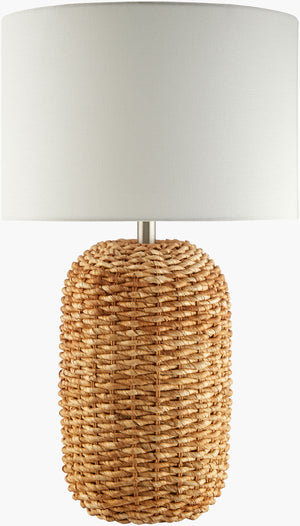 Surya Beke Accent Table Lamp - 27" Rustic Rattan & Metal Design, Cozy Cotton Shade For Home Décor Body, Wheat Rattan,Iron,Cotton,Iron Bke-001