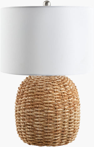 Surya Beke Accent Table Lamp - 27" Rustic Rattan & Metal Design, Cozy Cotton Shade For Home Décor Body, Wheat Rattan,Iron,Cotton,Iron Bke-002