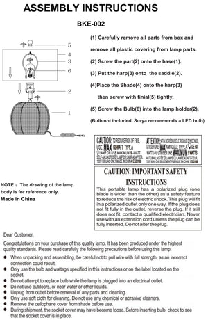 Surya Beke Accent Table Lamp - 27" Rustic Rattan & Metal Design, Cozy Cotton Shade For Home Décor Body, Wheat Rattan,Iron,Cotton,Iron Bke-002