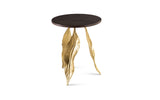 Steve Silver Verna Black Accent Table - Solid Mango Wood Top, Gold Leaf Base - 18x18x22.25