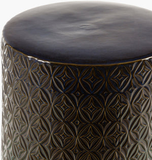 Surya Brick Lane Elegant 19"H X 13"W Ceramic End Table – Versatile Outdoor/Indoor Charm & Sophistication Top, Brown,Base, Brown Ceramic,Ceramic Bkln002-191313