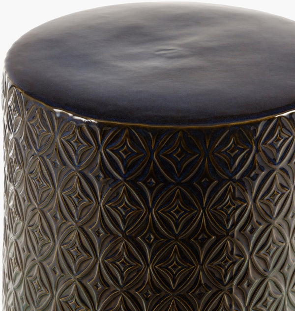 Surya Brick Lane Elegant 19"H X 13"W Ceramic End Table – Versatile Outdoor/Indoor Charm & Sophistication Top, Brown,Base, Brown Ceramic,Ceramic Bkln002-191313