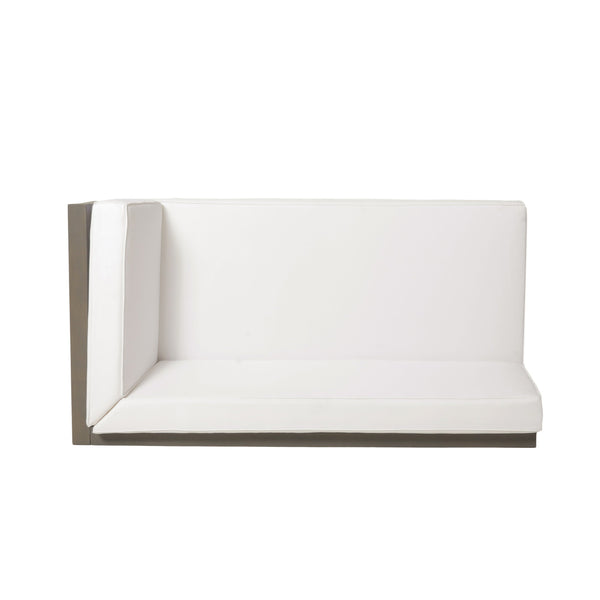 English Elm Brava Outdoor Acacia Corner Bench Set with Coffee Table for Patio Entertaining 57968.00WHI-64496.00GRY