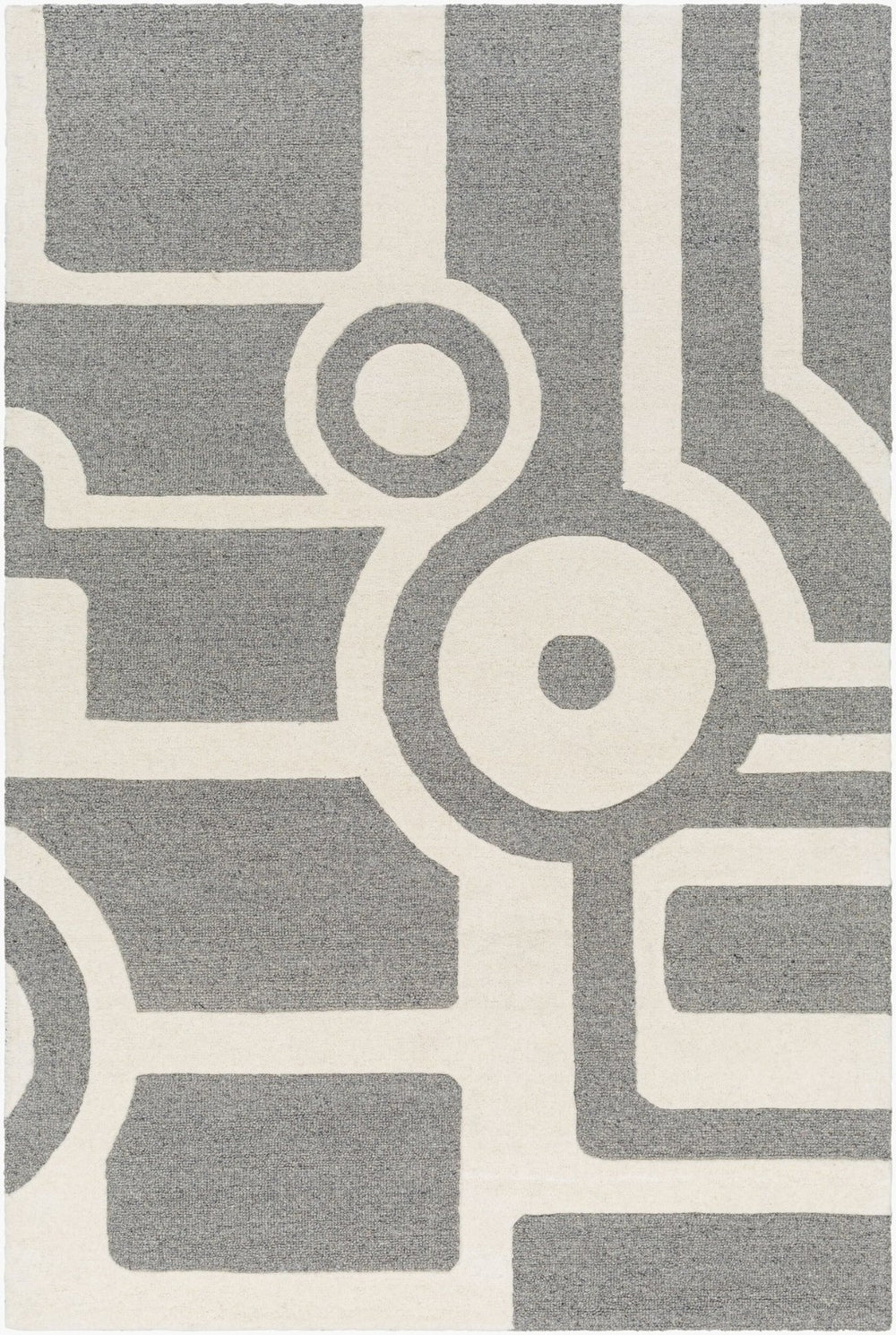 Livabliss Brook Handmade Wool Accent Rug Art Deco Geometric Plush Pile Entryway Floor Decor Beige, Charcoal 2' x 3' BKO2300-23