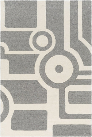 Livabliss Brook Handmade Wool Accent Rug Art Deco Geometric Plush Pile Entryway Floor Decor Beige, Charcoal 2' x 3' BKO2300-23