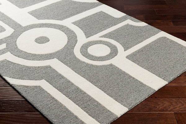 Livabliss Brook Handmade Wool Accent Rug Art Deco Geometric Plush Pile Entryway Floor Decor Beige, Charcoal 2' x 3' BKO2300-23