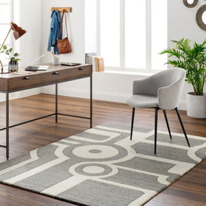 Livabliss Brook Handmade Wool Accent Rug Art Deco Geometric Plush Pile Entryway Floor Decor Beige, Charcoal 2' x 3' BKO2300-23