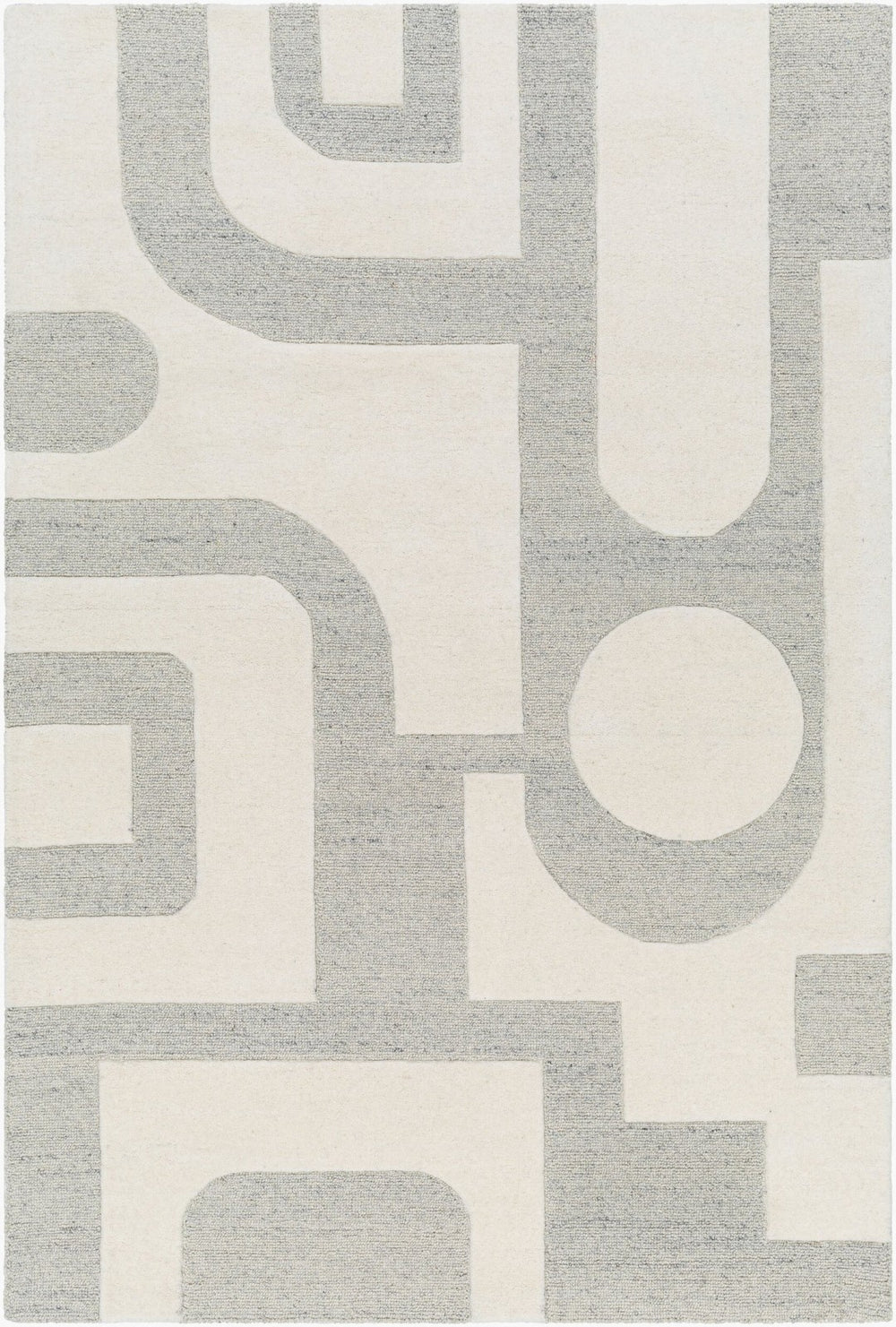 Livabliss Brook Hand Tufted Wool Area Rug Modern Geometric Accent for Entryway or Console Beige, Charcoal 2' x 3' BKO2304-23