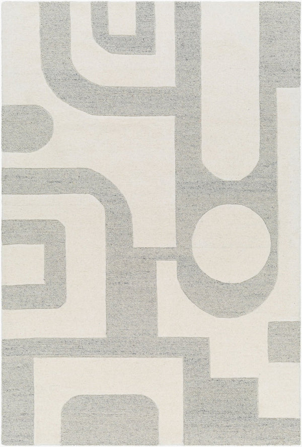 Livabliss Brook Hand Tufted Wool Area Rug Modern Geometric Accent for Entryway or Console Beige, Charcoal 2' x 3' BKO2304-23