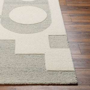 Livabliss Brook Hand Tufted Wool Area Rug Modern Geometric Accent for Entryway or Console Beige, Charcoal 2' x 3' BKO2304-23