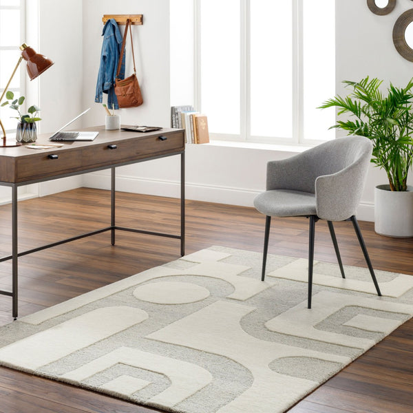 Livabliss Brook Hand Tufted Wool Area Rug Modern Geometric Accent for Entryway or Console Beige, Charcoal 2' x 3' BKO2304-23