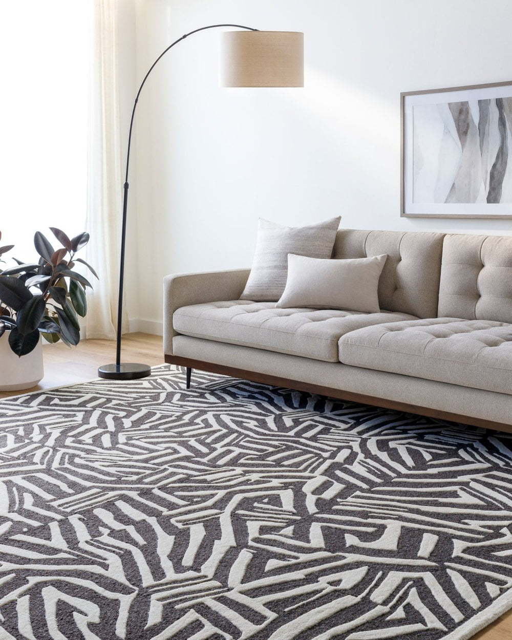Livabliss Brook Hand Tufted Wool Area Rug Artisan Crafted for Entryway Bathroom or Reading Nook Cream, Dark Bro 9' x 12' BKO2317-912