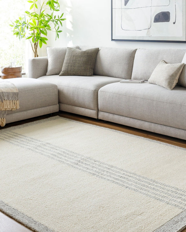 Livabliss Brook Hand Tufted Wool Area Rug Artisan Crafted Global Pattern for Entryway Decor Cream, Gray 2' x 3' BKO2318-23