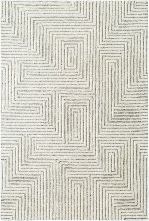 Livabliss Brook Hand-tufted Wool Accent Rug Art Deco Geometric Pattern for Entryway or Bedroom Cream, Beige 5' x 7'6" BKO2320-576