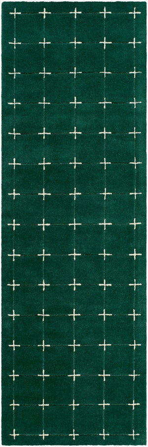 Livabliss Brook Art Deco Hand Tufted Wool Area Rug for Living Room or Primary Bedroom Dark Green, Lig 3' x 10' BKO2333-310