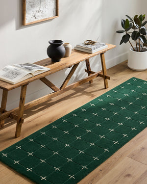 Livabliss Brook Art Deco Hand Tufted Wool Area Rug for Living Room or Primary Bedroom Dark Green, Lig 9' x 12' BKO2333-912