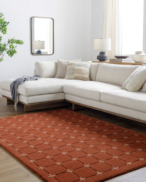 Livabliss Brook Art Deco Hand Tufted Wool Area Rug for Living Room or Dining Space Rust, Light Bei 10' x 14' BKO2334-1014