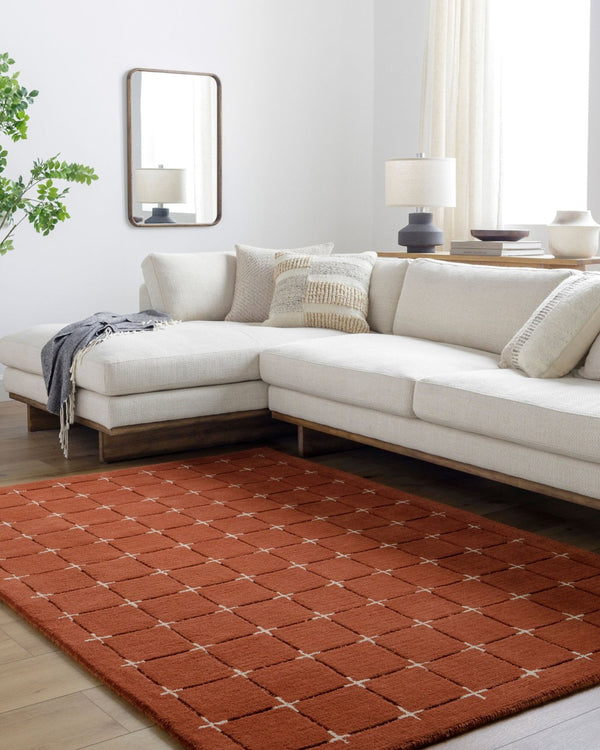 Livabliss Brook Art Deco Hand Tufted Wool Area Rug for Living Room or Dining Space Rust, Light Bei 10' x 14' BKO2334-1014