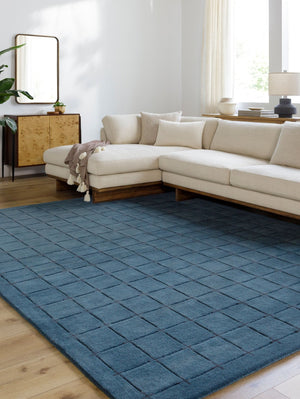 Livabliss Brook Art Deco Hand Tufted Wool Accent Rug Plush Medium Pile Entryway Decor Dark Blue, Blac 2' x 3' BKO2336-23