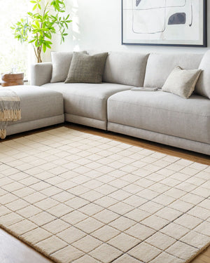 Livabliss Brook Handcrafted Wool Tufted Accent Rug Soft Artisan Pile for Bedroom or Entryway Tan, Black 2' x 3' BKO2343-23
