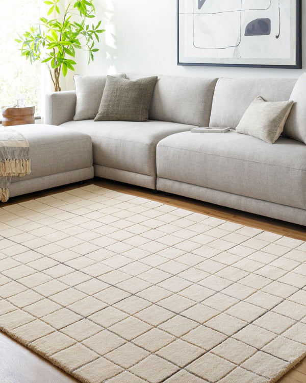 Livabliss Brook Handcrafted Wool Tufted Accent Rug Soft Artisan Pile for Bedroom or Entryway Tan, Black 2' x 3' BKO2343-23