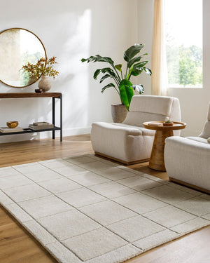 Livabliss Brook Handcrafted Wool Area Rug Tufted in India for Living Room Bedroom Warmth Light Beige, Me 4' x 6' BKO2349-46