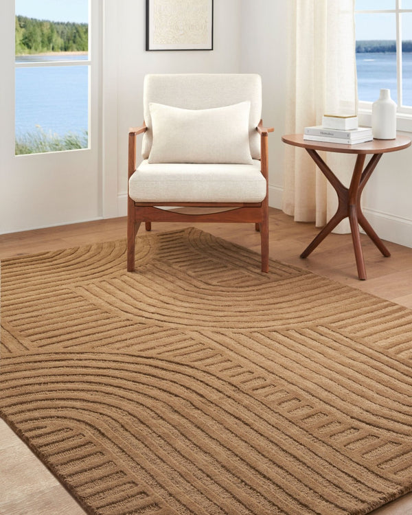 Livabliss Brook Hand Tufted Wool Accent Rug Art Deco Geometric Pattern for Entryway or Bedside Camel, Sandsto 5' x 7'6" BKO2365-576
