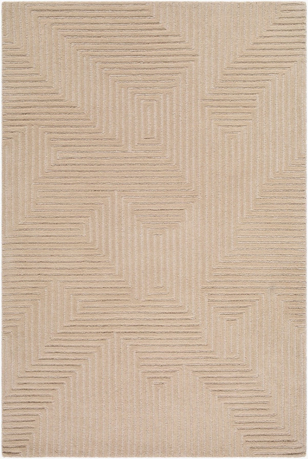 Livabliss Brook Handmade Wool Area Rug Art Deco Geometric Design for Entryways and Compact Spaces Beige, Sandsto 2' x 3' BKO2369-23