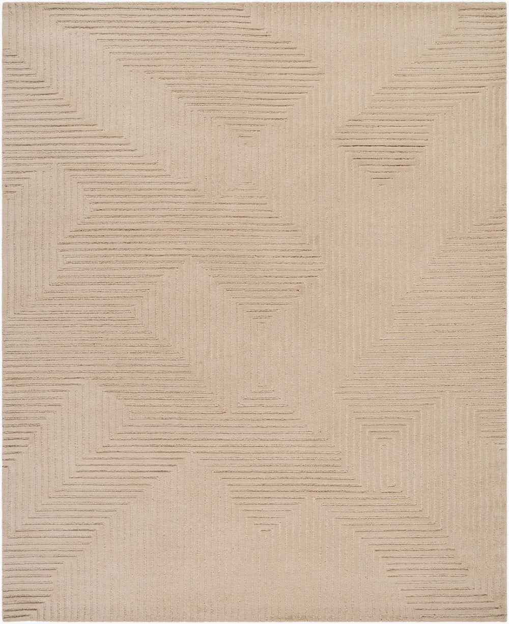 Livabliss Brook Handmade Wool Area Rug Art Deco Geometric Design for Entryways and Compact Spaces Beige, Sandsto 8' x 10' BKO2369-810