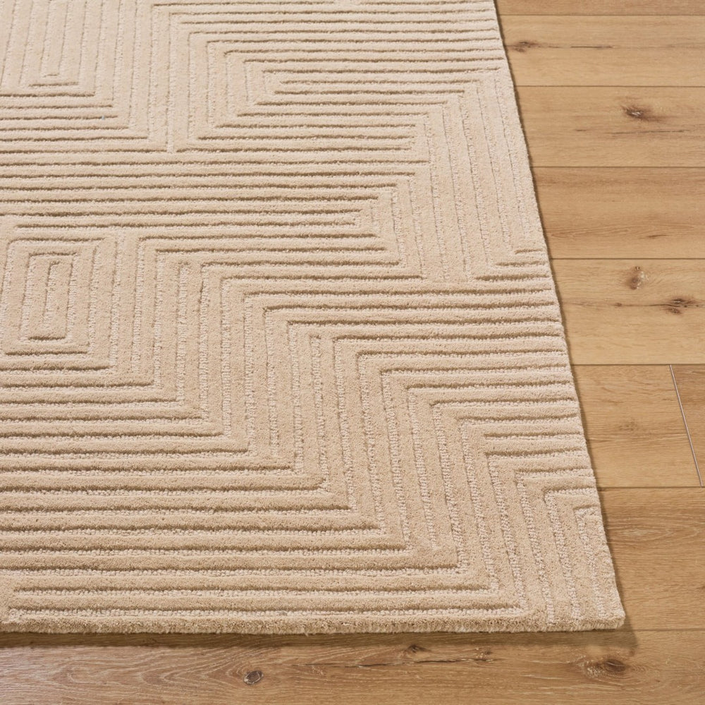Livabliss Brook Handmade Wool Area Rug Art Deco Geometric Design for Entryways and Compact Spaces Beige, Sandsto 8' x 10' BKO2369-810
