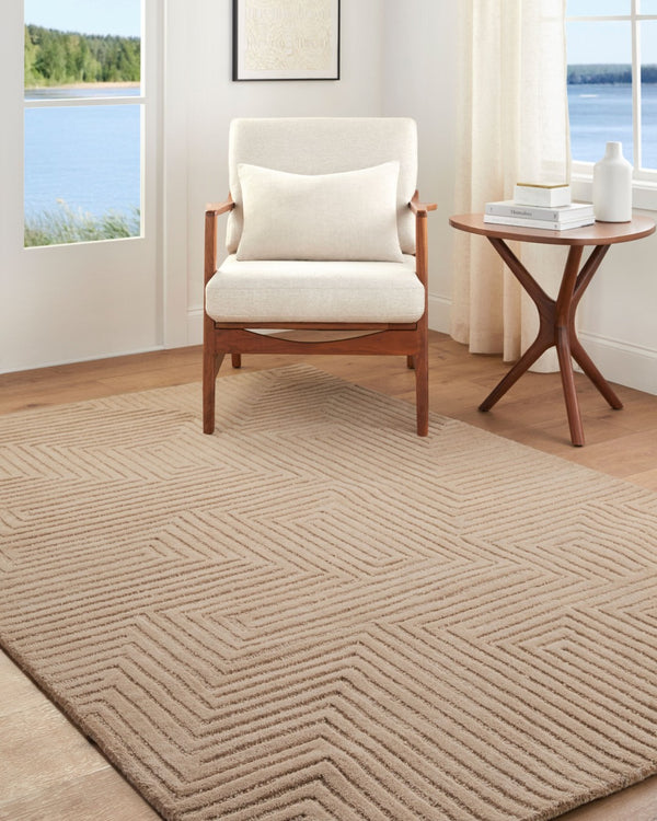Livabliss Brook Handmade Wool Area Rug Art Deco Geometric Design for Entryways and Compact Spaces Beige, Sandsto 2' x 3' BKO2369-23