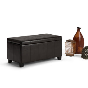 English Elm Dover Storage Ottoman Bench - Tanners Brown Faux Leather With Child-Safe Hinge For Stylish Storage B136P158204