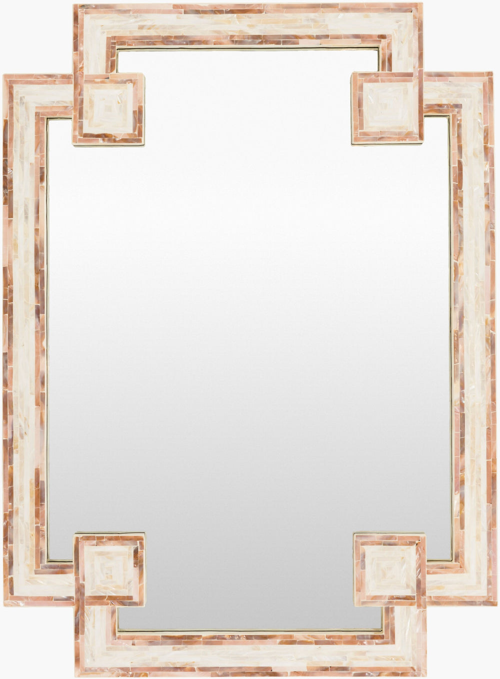 Surya Banks Mother Of Pearl Accent Mirror - 38"H X 28"W, Versatile Vertical/Horizontal Display, Elegant Home Decor Frame, Ivory Mother Of Pearl,Shell Bks-5000