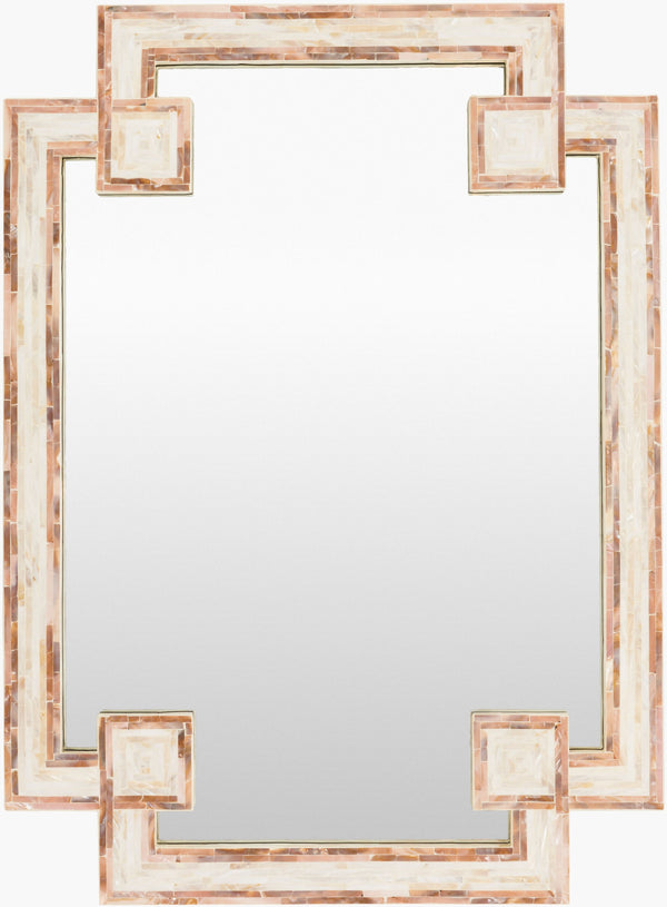 Surya Banks Mother Of Pearl Accent Mirror - 38"H X 28"W, Versatile Vertical/Horizontal Display, Elegant Home Decor Frame, Ivory Mother Of Pearl,Shell Bks-5000